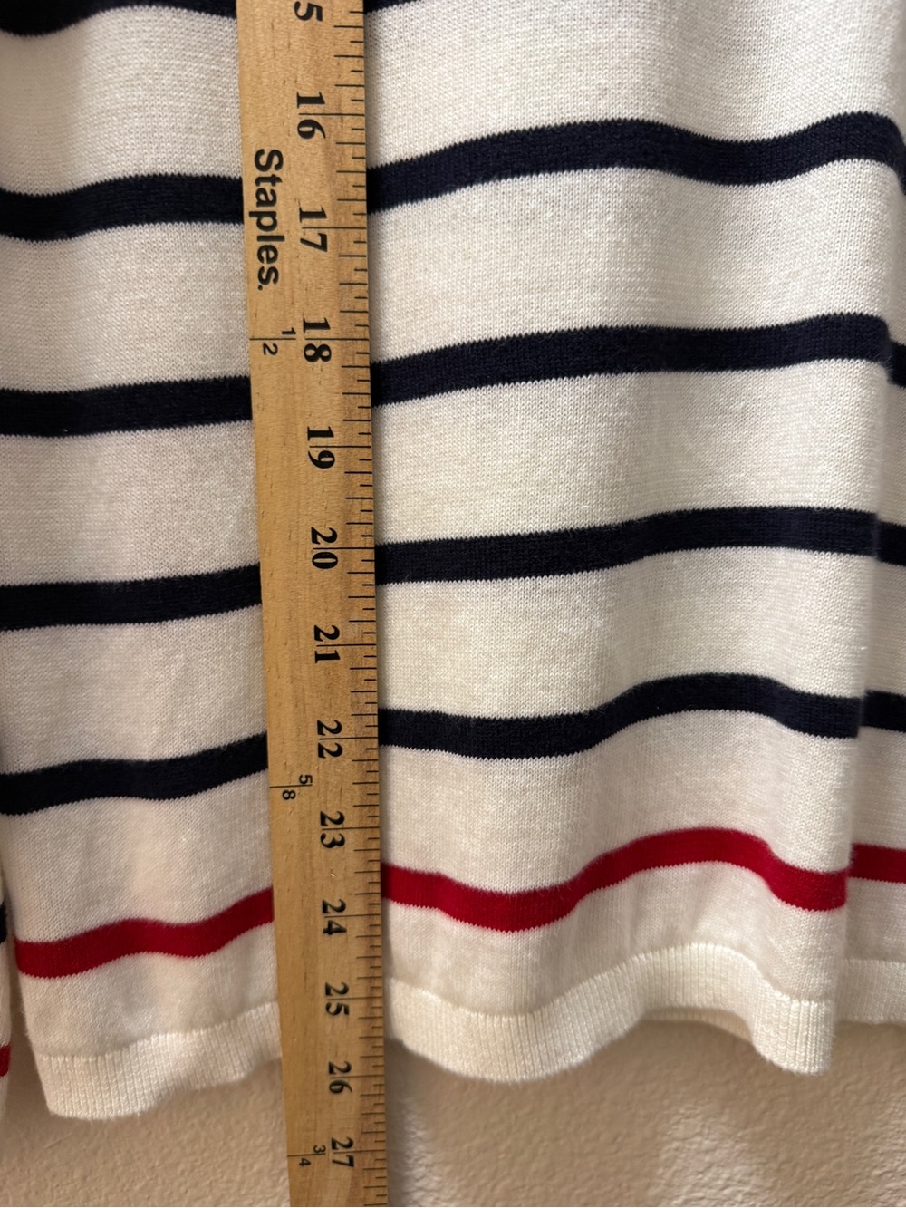 Tommy Hilfiger Sweater S White Navy Striped Anchor Rhinestone V-Neck Cotton Knit - Picture 7 of 10